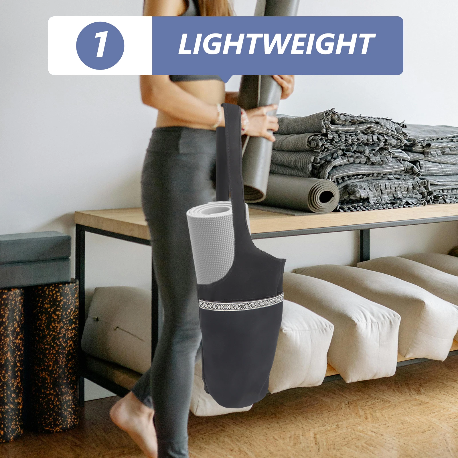 

Yoga Portable Canvas Carrier Foldable Storage Pouch For Thick Mats Lightweight Shoulder Strap Yoga Bag For Women Men