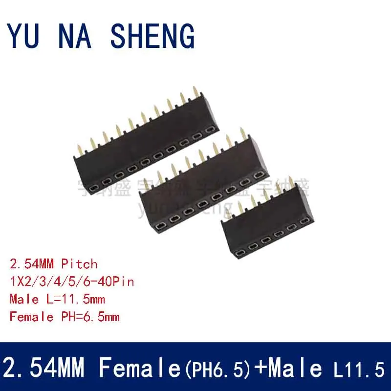 10pair 2.54mm PH6.8 DIP Single Row 1X2P3P4P5P6P7P8P10P-40P Straight 0.1