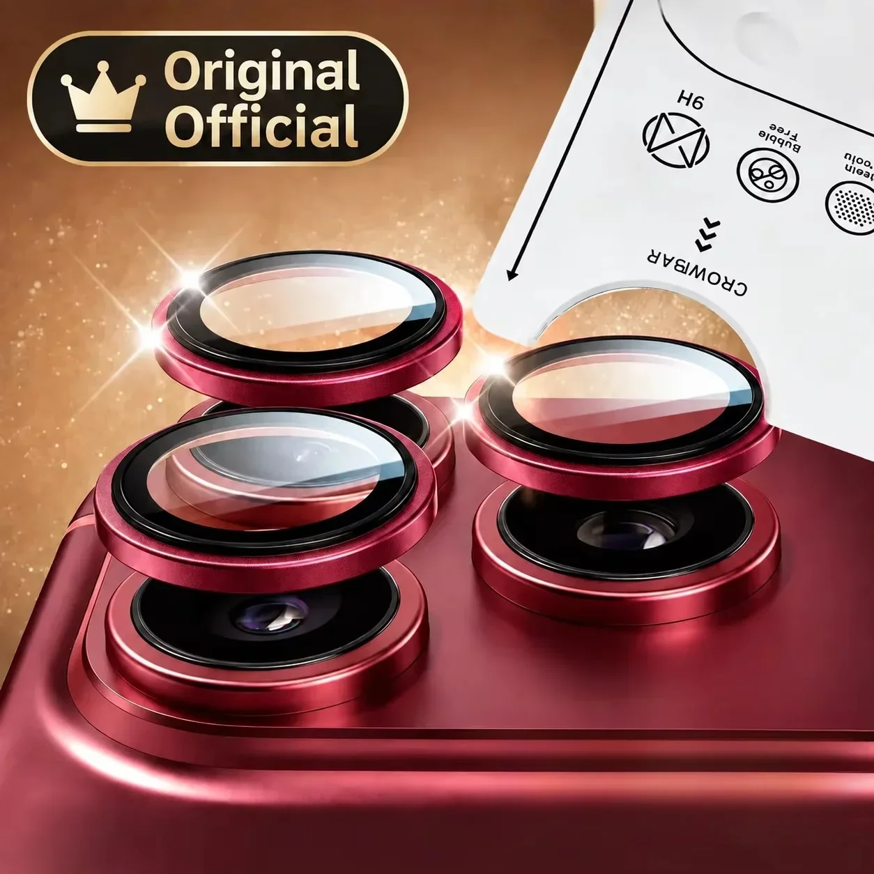 Original Official Camera Lens Protectors For IPhone 18 17 Pro Max Duo 9H Tempered Glass Metal Separate Ring Covers