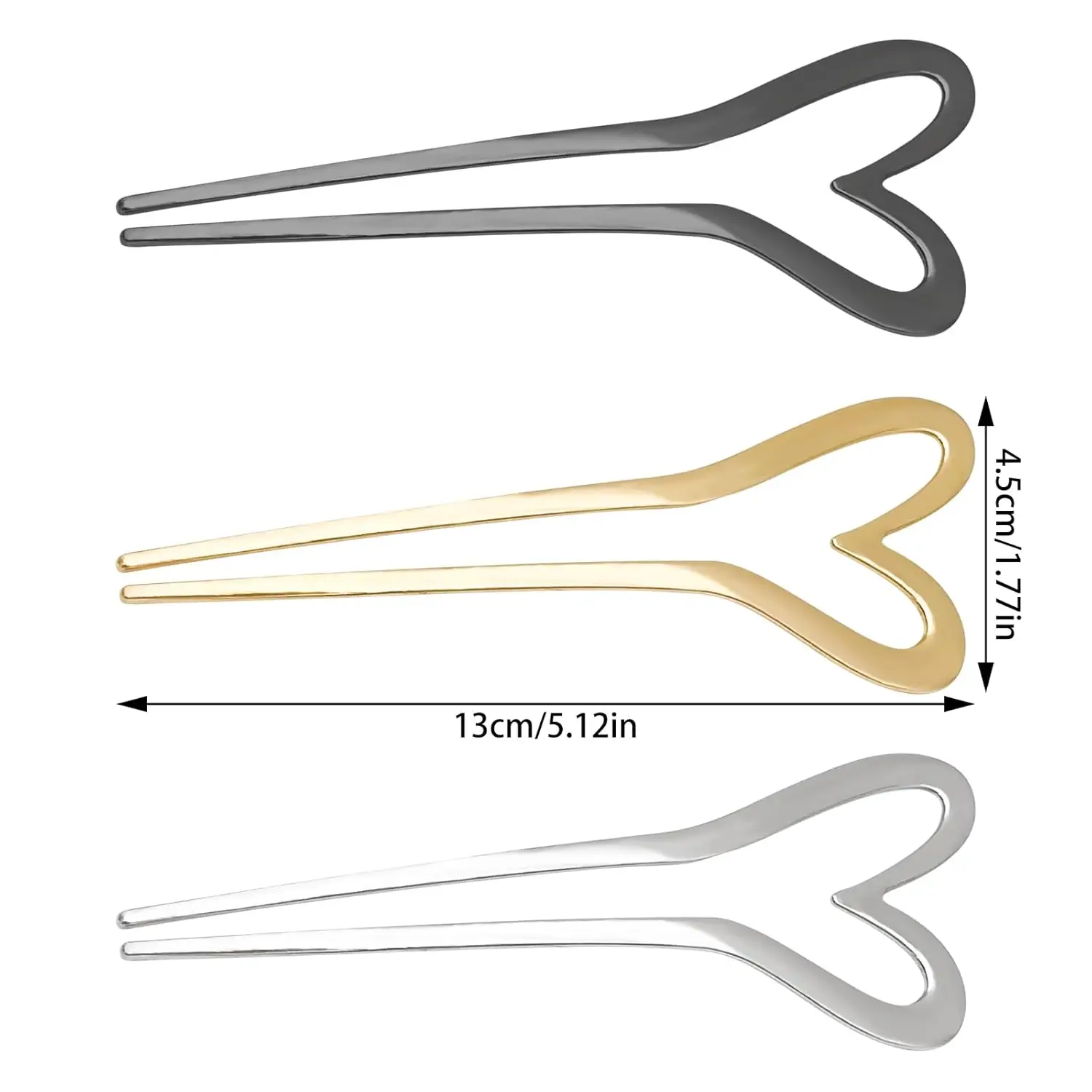 1/2 Stück Französische Vintage Metall Herz U-förmige Haarnadeln Haarstäbchen Haargabel Elegante Frisur Chignon Zubehör für Frauen Mädchen – Detail 11