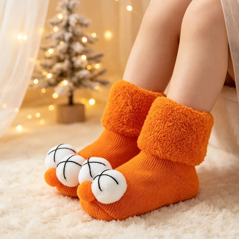 1-10Pairs Winter Baby Socks Thick Terry Warm Non Slip Gripper Dots Soft Cotton Anti Skid Crew Socks for Toddler Infant Boys Girl