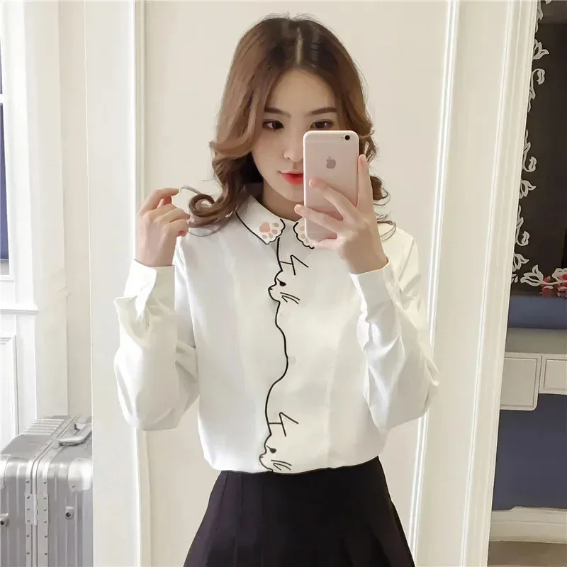 Embroidery Women Blouses Shirt Office Girl Shirt Autumn Long Sleeve Female Pattern White Shirt Female Women Tops  Blusa 7902 50