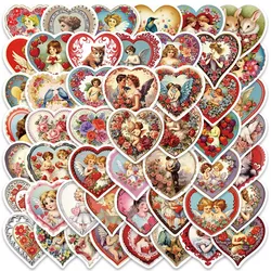 50 Stuks Retro Cartoon Engel Liefde Hart Stickers Voor Laptop Waterfles Bagage Notebook Waterdichte Graffiti Vinyl Auto Stickers