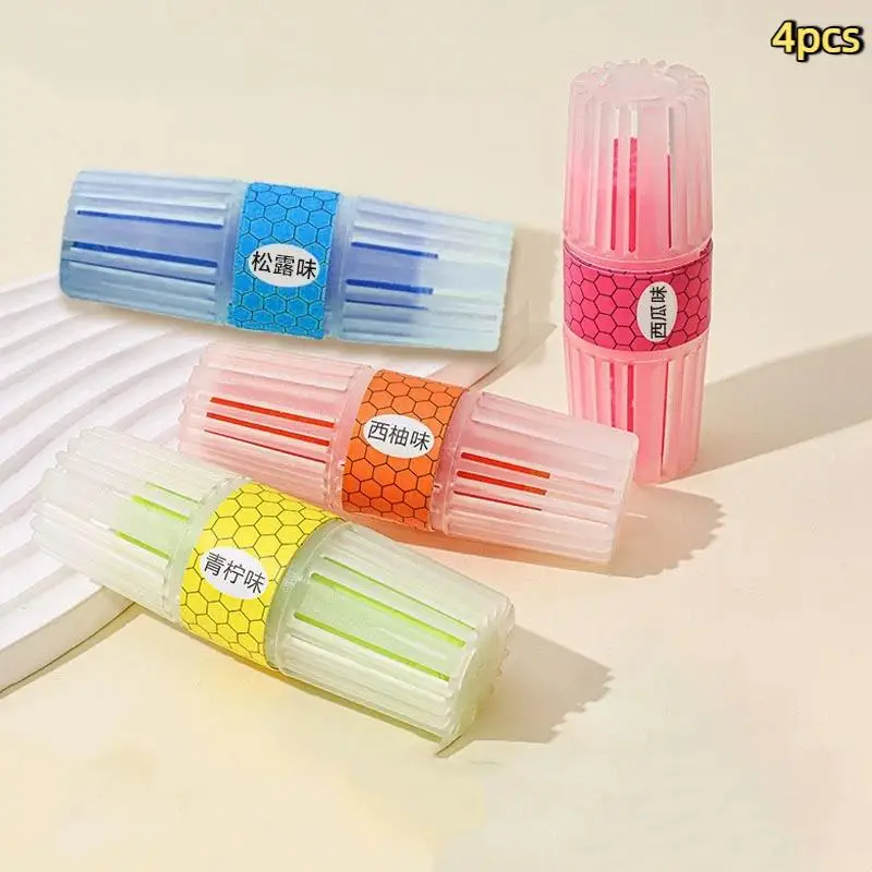 4Pcs Long Lasting Toilet Cleaner Set Suspension Design Watermelon Truffle Grapefruit Lime Scents For Smell Control