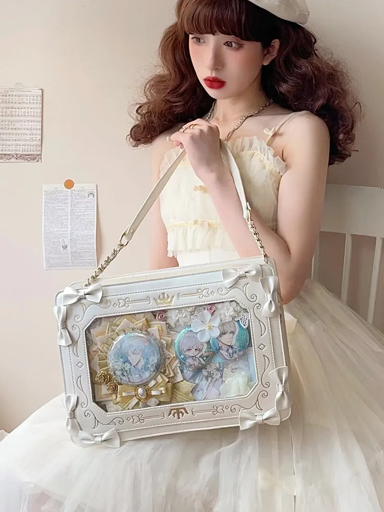 Original Design Photo Frame Pain Bag Shoulder Crossbody Bag for Girls Retro Square Transparent Commuting Bag Daily Matching