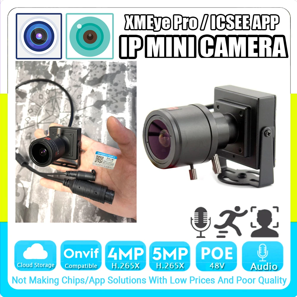 Audio IP POE Mini kamera 2.8-12mm Focus 5MP 4MP H.265 HD pełny cyfrowy mikrofon Onvif Ai wykrywanie twarzy/ruchu XMEYE Pro ICSEE