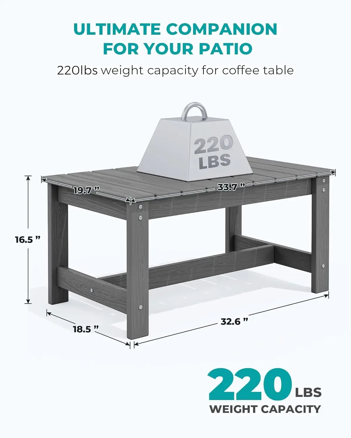 [سعر مخفض! ]طاولة قهوة خارجية، طاولة قهوة HDPE للفناء للخارج، رمادي