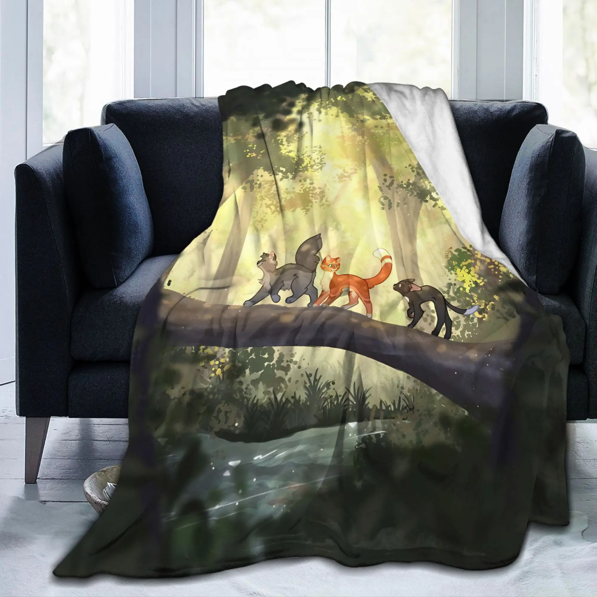 Warriors Fireheart Graystripe Cats Flannel Blankets Ravenpaw Creative Bedding Throw Blankets for Home Super Soft Travel Portable
