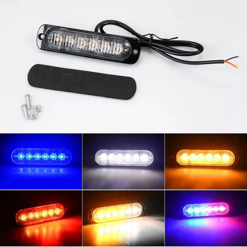 1X Truck LED Strobe Police Warning Light 6SMD Grille Flashing Side Light Bar Car Trailer Beacon Lamp Amber Traffic Light 12V 24V