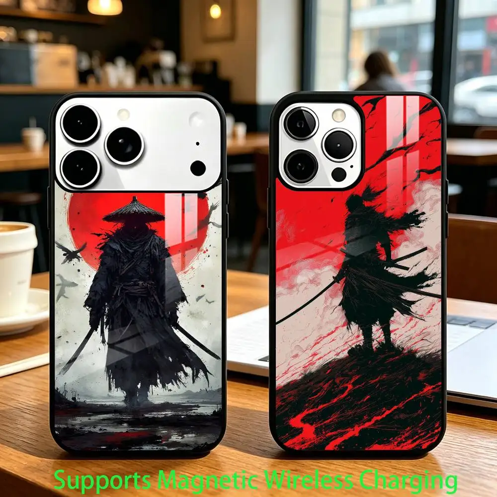 

Japanese Samurai Phone Case For iPhone17,16,15,14,13,12,11 Plus,Pro Allows magnetic wireless charging