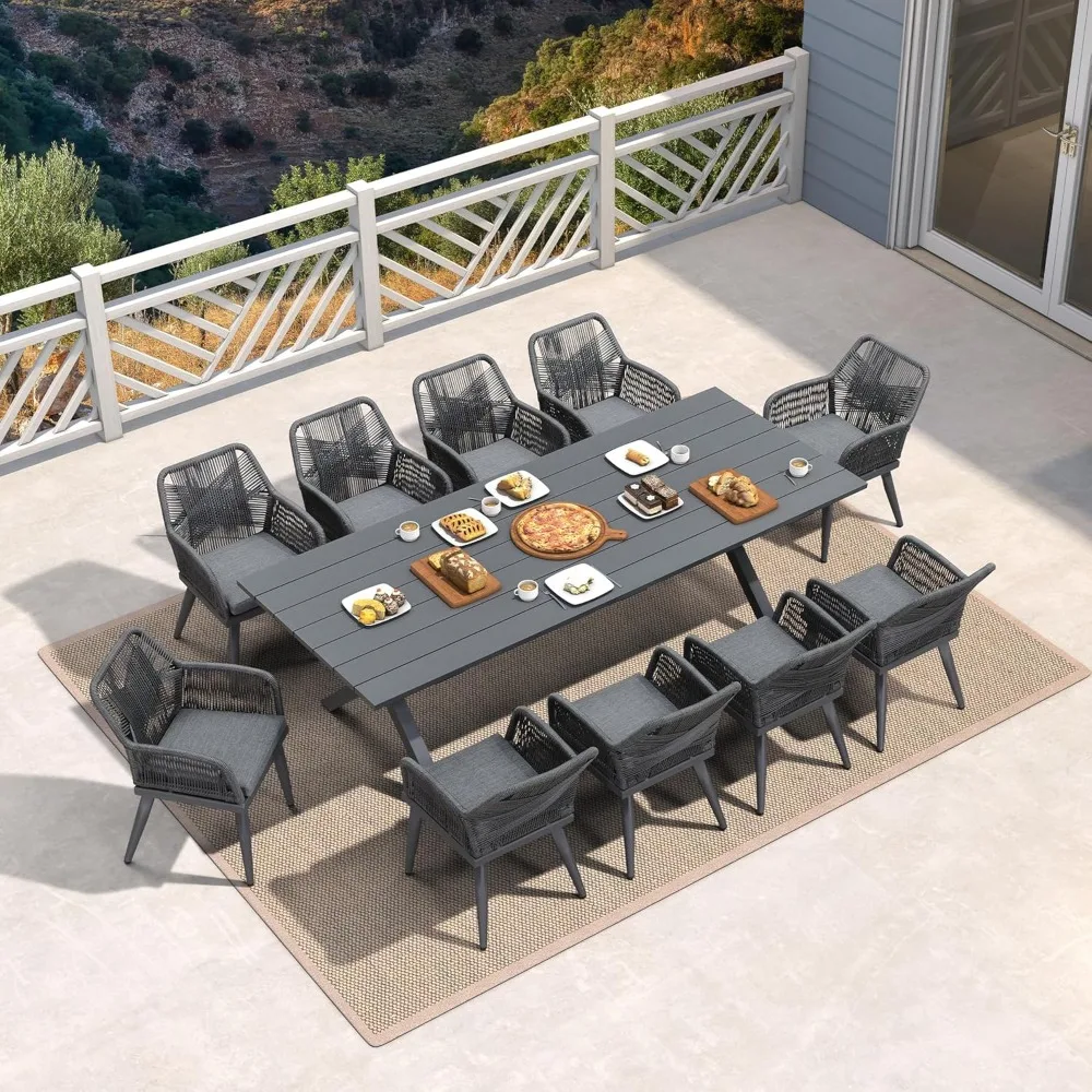 

11 Pieces Outdoor Dining Set All-Weather PE Rattan Outdoor Patio Furniture Set with All Aluminum Frame Table and Chairs Set