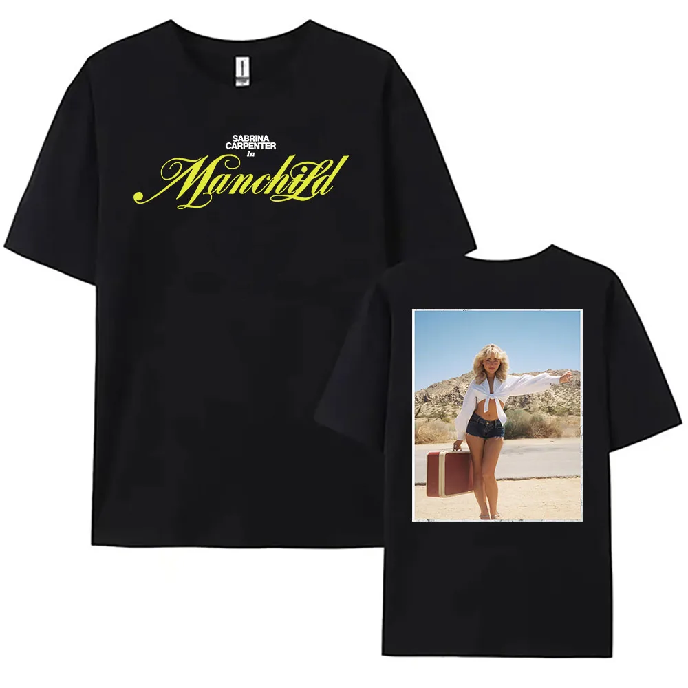 

Футболка с принтом Sabrina Carpenter Manchild, модные футболки с рисунком певицы, уличная одежда унисекс с короткими рукавами, летняя женская рубашка