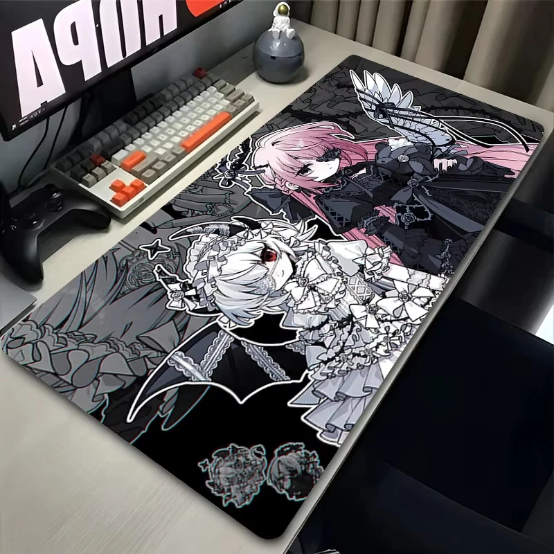 Mauspad Laptop Engel und Dämon Design Tastatur Pad PC Kawaii Rosa Gaming Niedliches Mousepad Computer Sexy Anime Mädchen Schreibtisch Mauspad