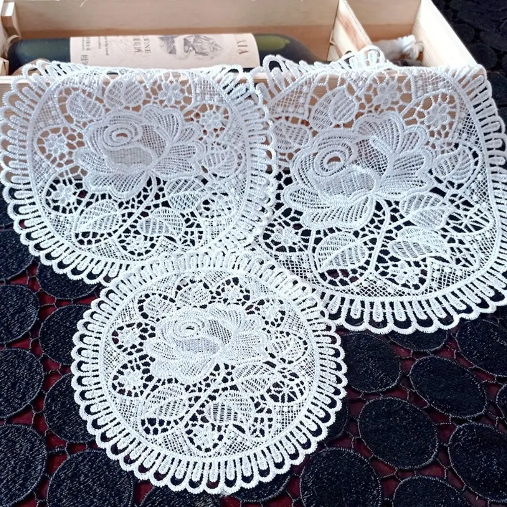 Round Hollow Lace Coaster Plate Bowl Napkin Insulation Pad Embroidery Flower Placemat Mug Dining Coffee Table Cup Mat Home Decor