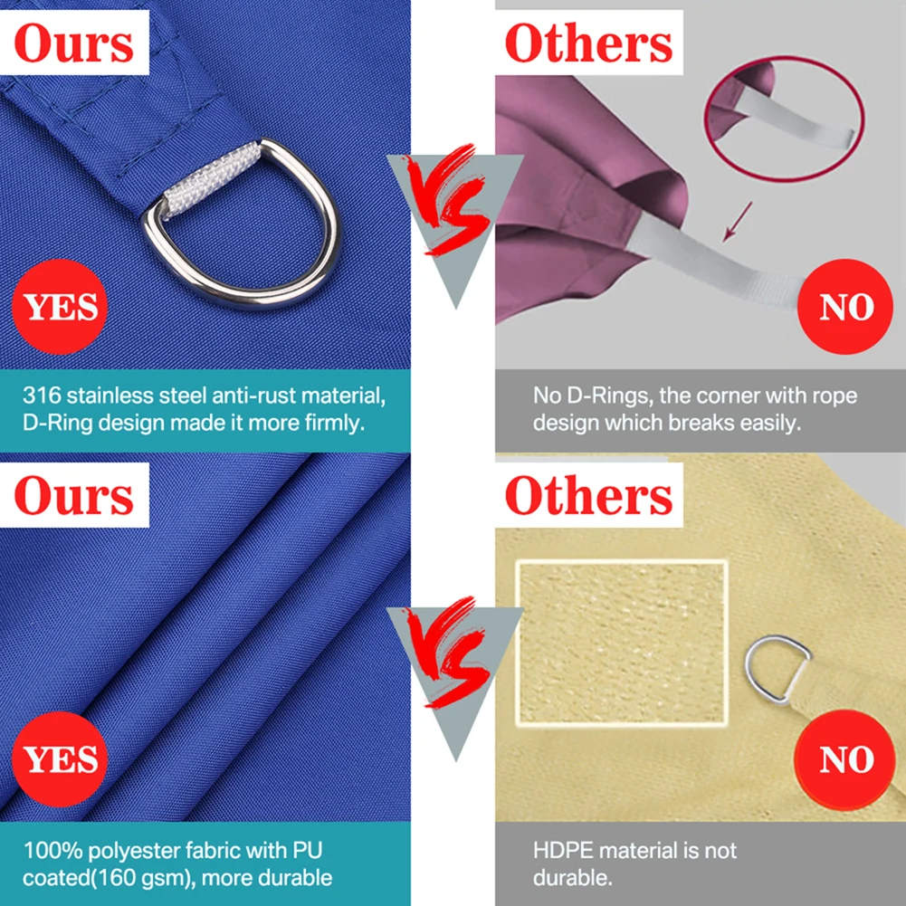 4x6 متر/5/4/3/2 مقاوم للماء مأوى كبير للشمس مع تثبيت مجموعات الأجهزة الأشعة فوق البنفسجية كتلة الظل الشراع في الهواء الطلق المظلة حديقة فناء المظلة خيمة