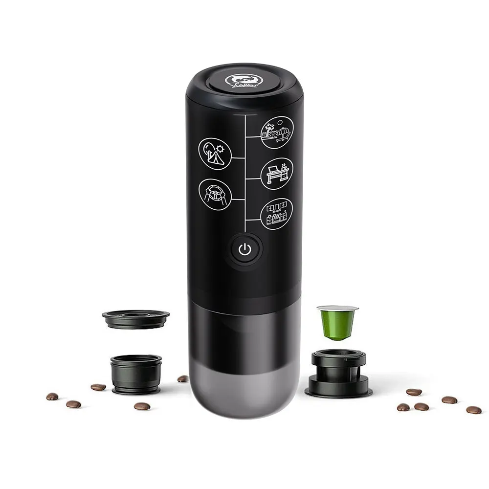 Portable Coffee Machine Portable Espresso Coffee Machine for Car & Home Camping Coffee Maker 2-in-1 Capsule Powder Travel Coffee