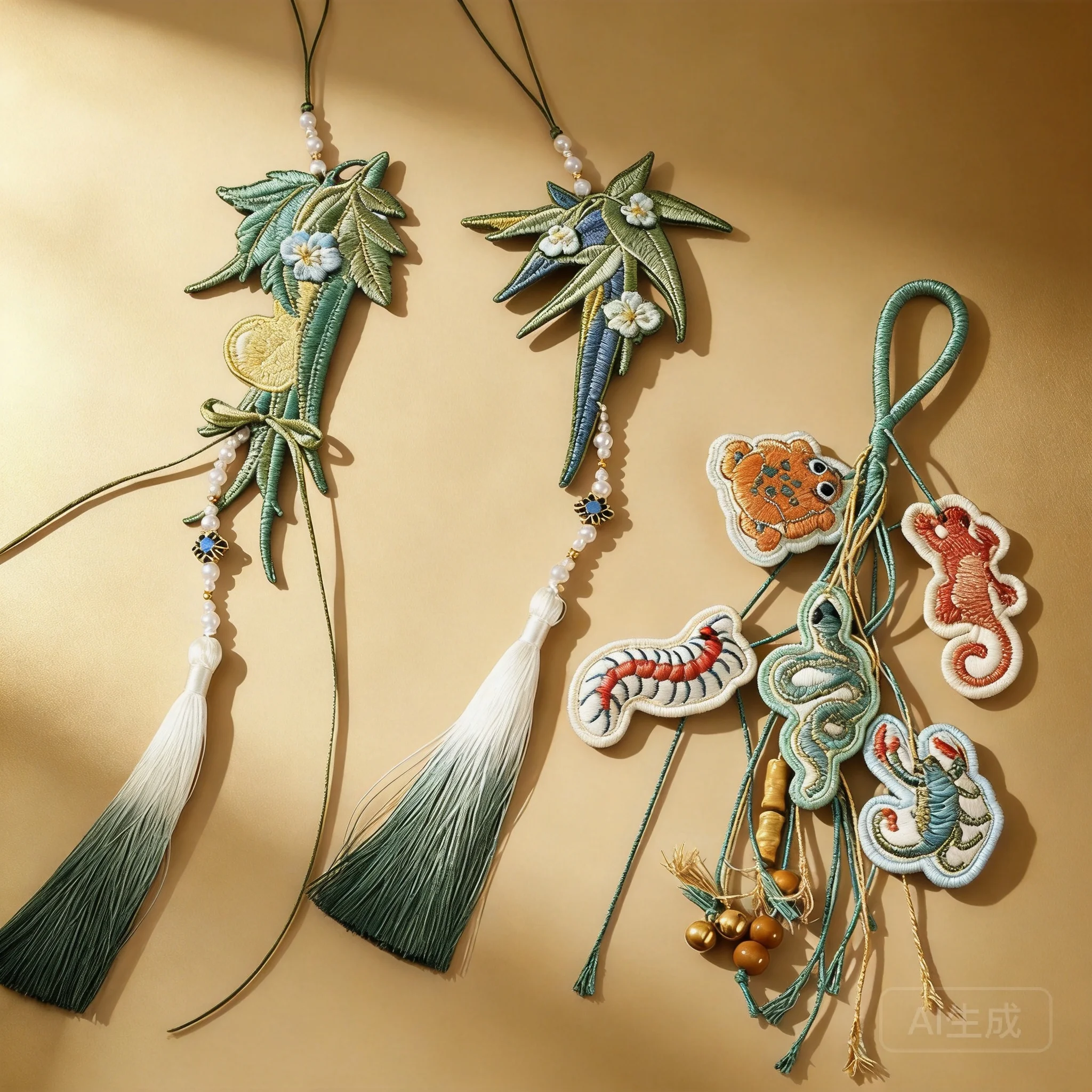 SNQP Chinese Dragon Boat Festival Five Centipede Tassel Pendant Wormwood Sachet Calamus Embroidery Lucky Blessing Amulet Fortune