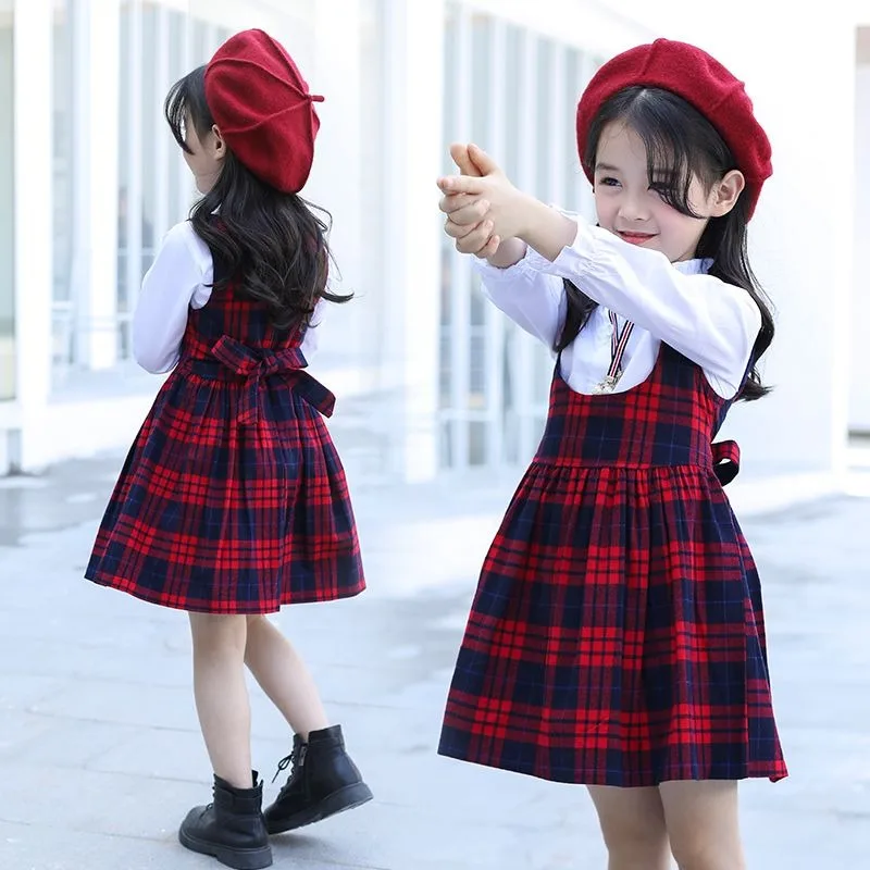 فستان قميص TikTok الفيروسية للربيع والخريف للفتيات - فستان أنيق للأطفال الكبار والمتوسط لعمر 4-12 سنة #1