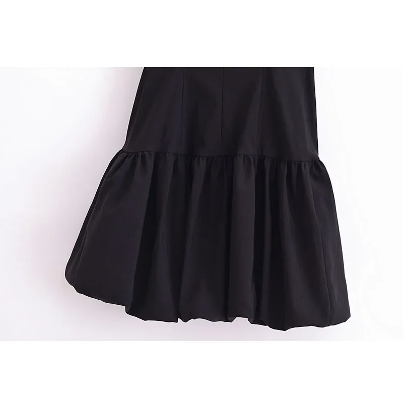 TRAF-Vestido corto negro sin mangas para mujer, minivestido fruncido con espalda descubierta para fiesta, Verano