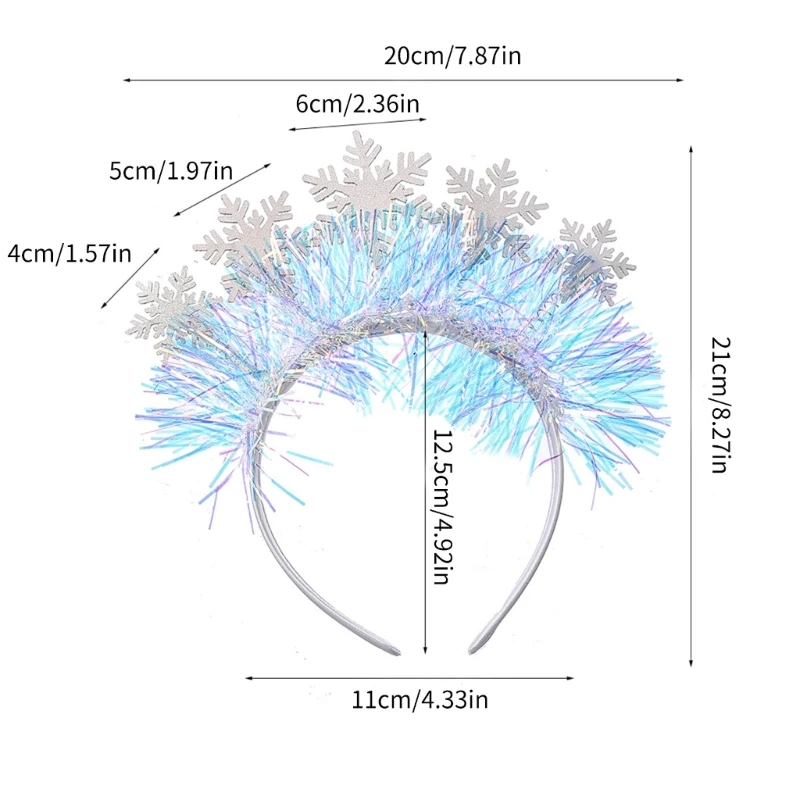 652F Diadema con forma nieve para adultos, diadema maquillaje para mujer y niña, decoraciones para fiesta