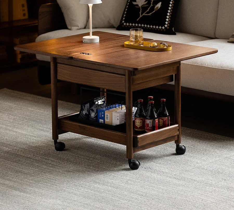

North American black walnut all solid wood removable coffee table folding small table