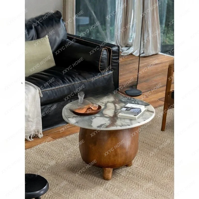K153 retro light luxury style living room sofa coffee table supercrystalline solid wood homestay creative side table