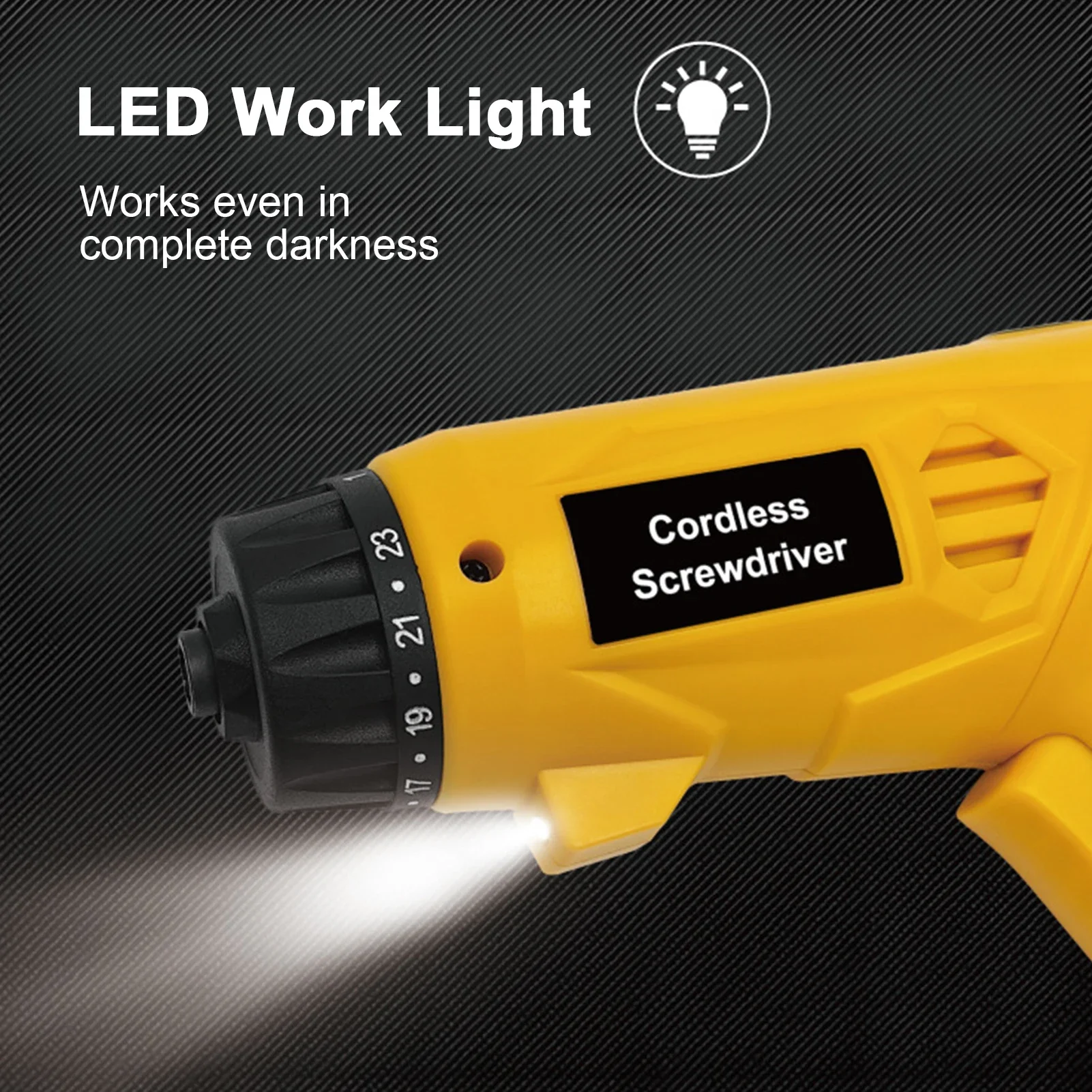 طقم مفك براغي كهربائي لاسلكي، مفك براغي 4 نان·م قابل لإعادة الشحن مع لقم قصيرة وطويلة، 23 إعداد عزم دوران، ضوء عمل LED