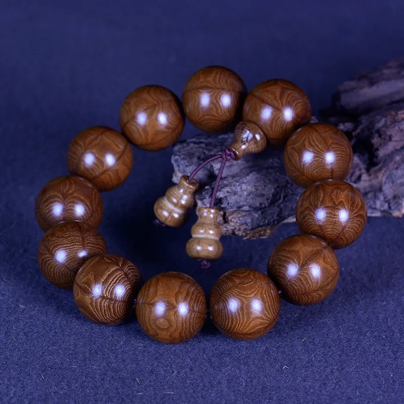 Fine Natural Six-Dao Wood Old Material Handstring Dragon-lowering Wood Nine-Dao Wood Wen Play Wooden Buddha Beads Lucky Bracelet