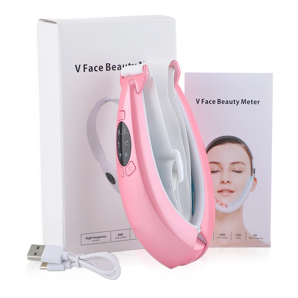 Electic led fóton rosto magro v-linha levantar cinto máquina terapia dispositivo de levantamento facial infravermelho rosto emagrecimento vibração massagem