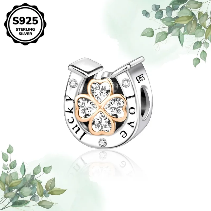 

100% серебро 925 пробы, бусина в форме четырехлистного клевера, идеально подходит для оригинального браслета, ожерелья, кулона, DIY, женские украшения, подарки