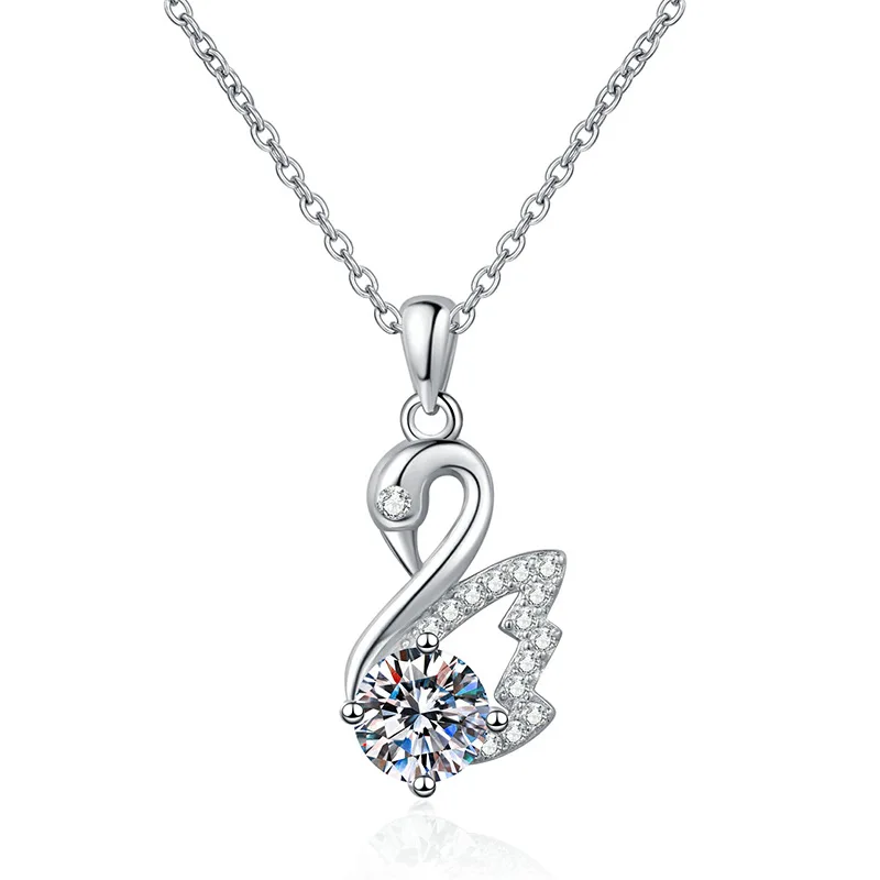 S925 Sterling Silver Pendant 1 Carat Moissanite Necklace Swan Necklace Women D Colour Moissan Diamond Necklace Women