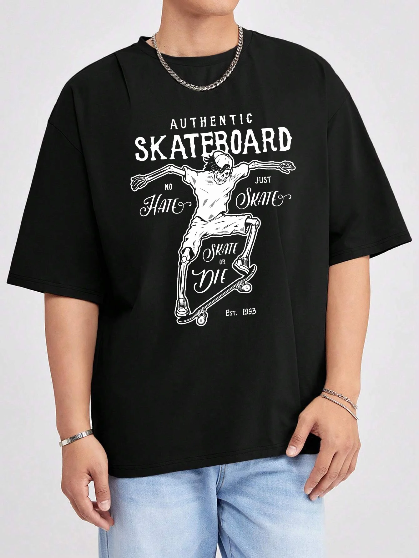 

Authentic Skateboard Skate Or Die Men T shirts Loose Fashion Short Sleeve Cotton Comfortable Clothes Daily Versatile T-ShirtMan