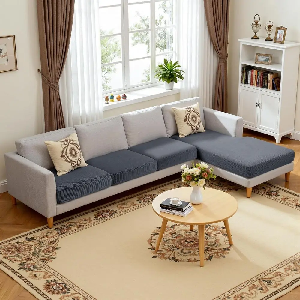 

Couch Cushion Slipcovers Reversible Cushion Protector L-Shape Sofa