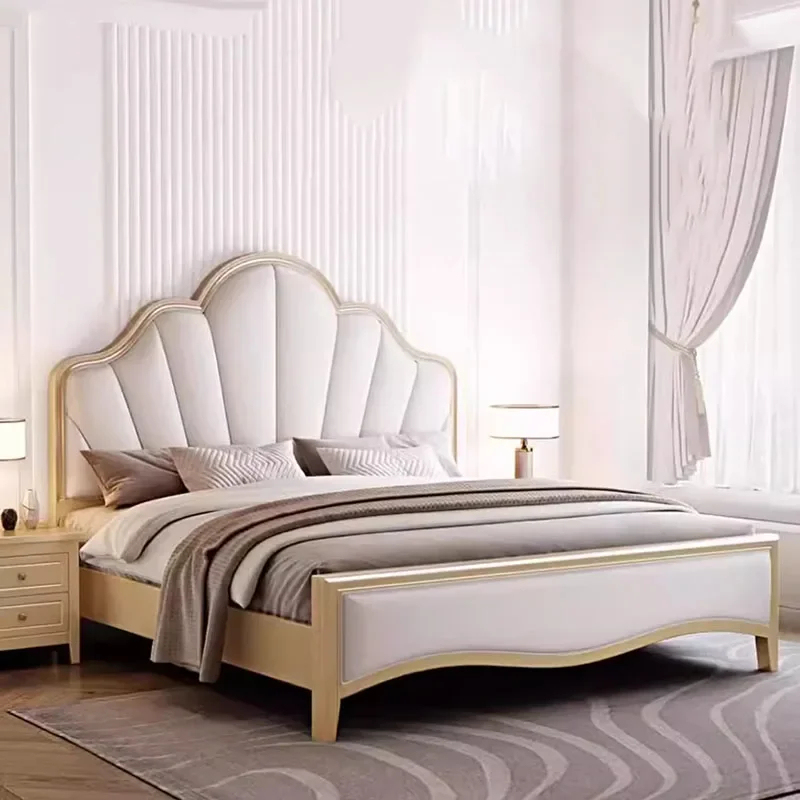 Royal Kids Double Bed Modern Whitr King Luxury Twin Double Bed Girl Wood Sleeping Letti Matrimoniali Furniture For Bedroom