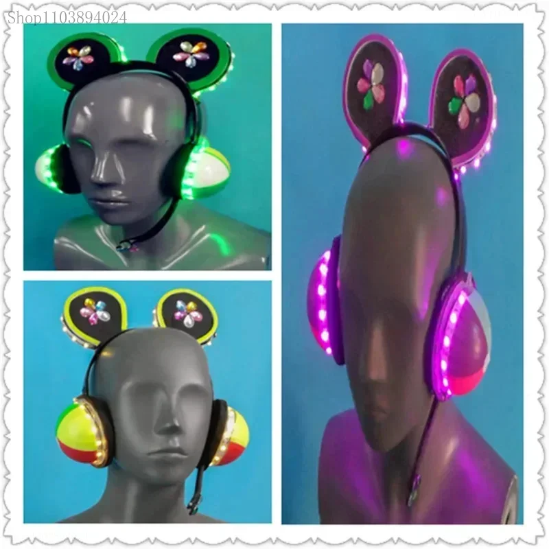 

Cosliy Hot Sale Love live Cyber Idolized LED Headset/headphone cosplay prop All members headpiece can be lighted for Halloween p