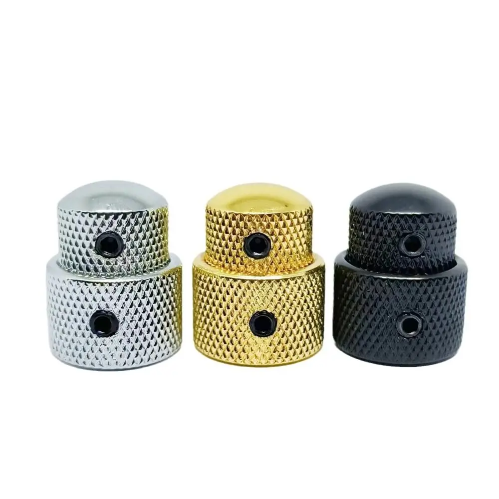 3Pcs Domed/Flat Dual Concentric Stacked Control Knobs Portable Removable Tone Volume Blend Knobs Cover Rust-proof