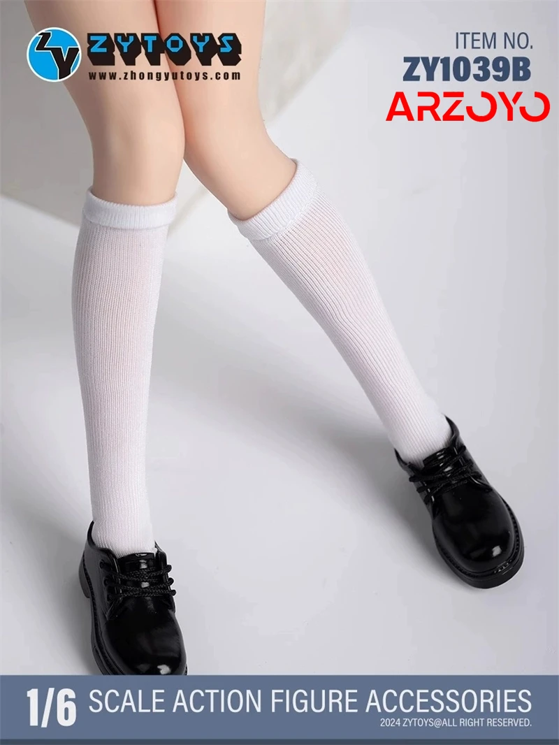 ZYTOYS ZY1030 ZY1039 1/6 Scale Female Sweet Academic Black Leather Shoes Solid Mid Length Socks 12\'\' Action Figure Body Model