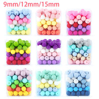 20Pcs/Lot 15/12/9mm Round Silicone Beads for KeyChain Spacing Loose Beads For DIY Jewelry Making Necklace Accessories Beaded Pen