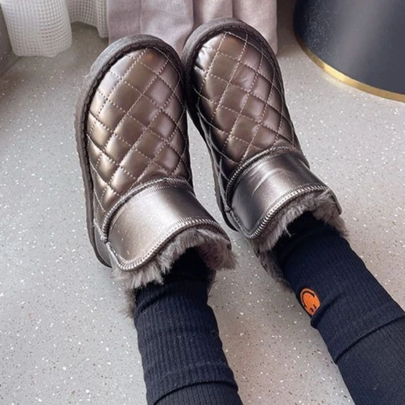 

Зимние детские зимние сапоги 2026, кожаные непромокаемые детские сапоги с ромбовидным узором, утепленная теплая обувь для девочек на подкладке из искусственного меха