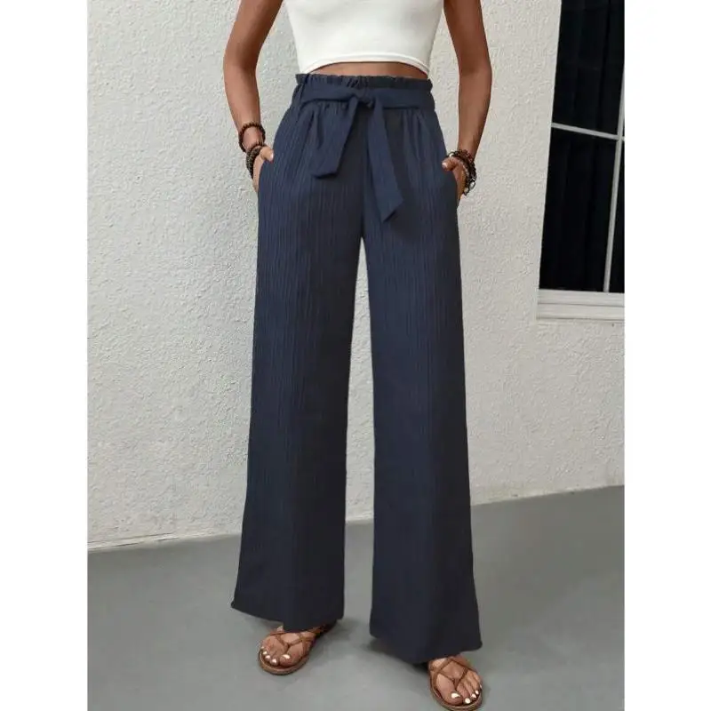 

Women's Long Pure Color Casual Pants Comfortable Loose Fit Nine Points Vintage Sle Ciwalk Suitable Spring Season Faion