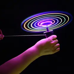 Luminous Flying Disc Propeller Toys LED Lighting Pull String Flying UFO Toy Spinning Top Kids Outdoor Game Sports Toy