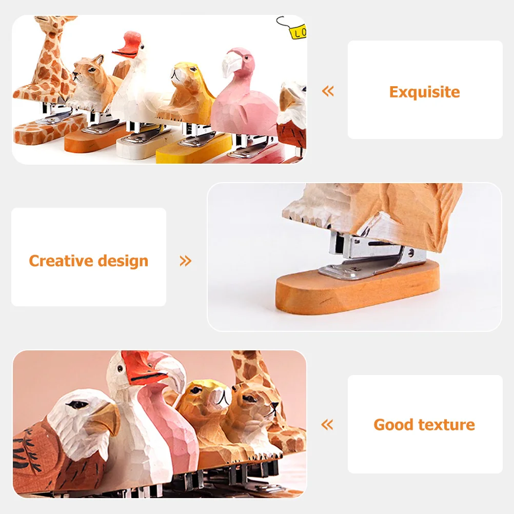 

Wooden Animal Squirrel Shape Desk Office Carving Stapler School Use Wood Carving Stapler For Kids Adults