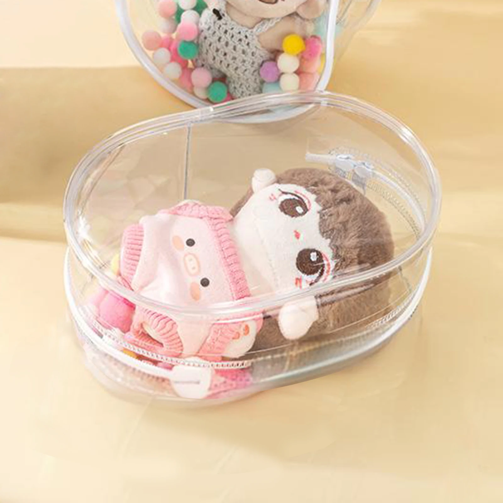 Cotton Doll Bag for Anime Lovers Collectors Clear Display Plush Toy Case Portable Storage Pouch Durable Lightweight