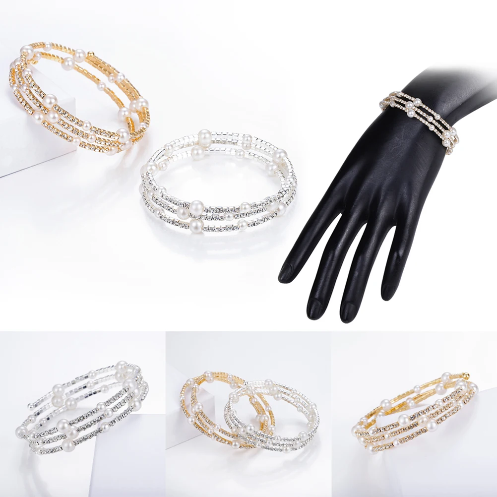 1Pcs Luxurious Rhinestone Pearl Bracelet Gorgeous Diamond Jewelry for Women Birthday Gift