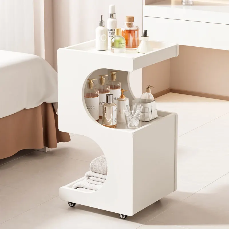 Mobile Wooden Cosmetics Cart,S Type 360° Multi Layer Stand, Beauty Salon Equipment Trolley,Professional Skincare Instrument Rack