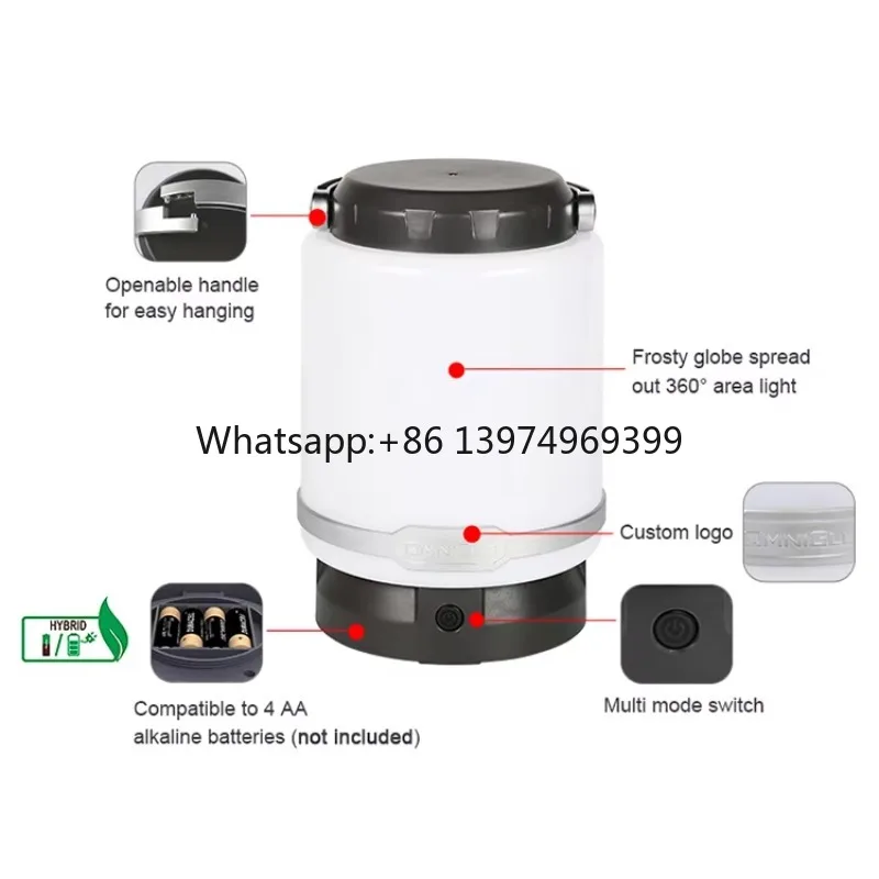 Portable Rechargeable LED Lantern for Camping Emergency Outdoor Tent Lamp with ABS Body White ROHS Certified