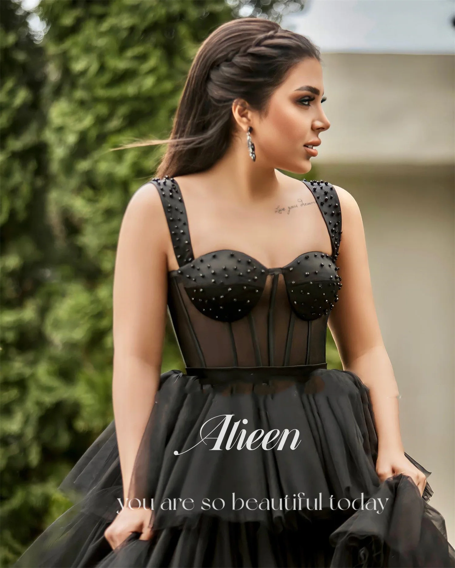 Aileen レディース プロムドレス 2025 フォーマルドレス 特別な機会向け スイートハート カスタムメイド ベスティドス デ フェスタ ブラック