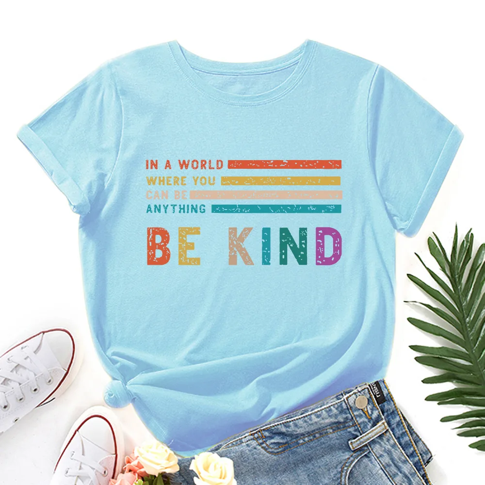 

Женская футболка из чистого хлопка ort Sve, 6 цветов, удобный свободный летний топ с принтом Street Sle для всех возрастов