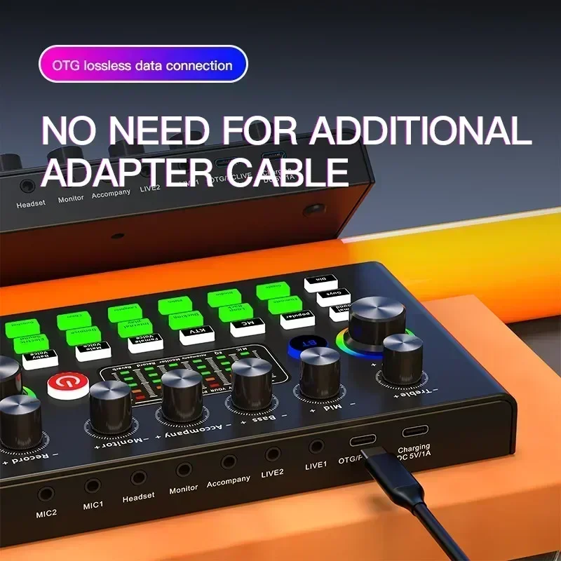 Studio Equipment F009 Audio Mixer Live Sound Card and Audio Interface with DJ Mixer Effects and Voice Changer Podcast Production