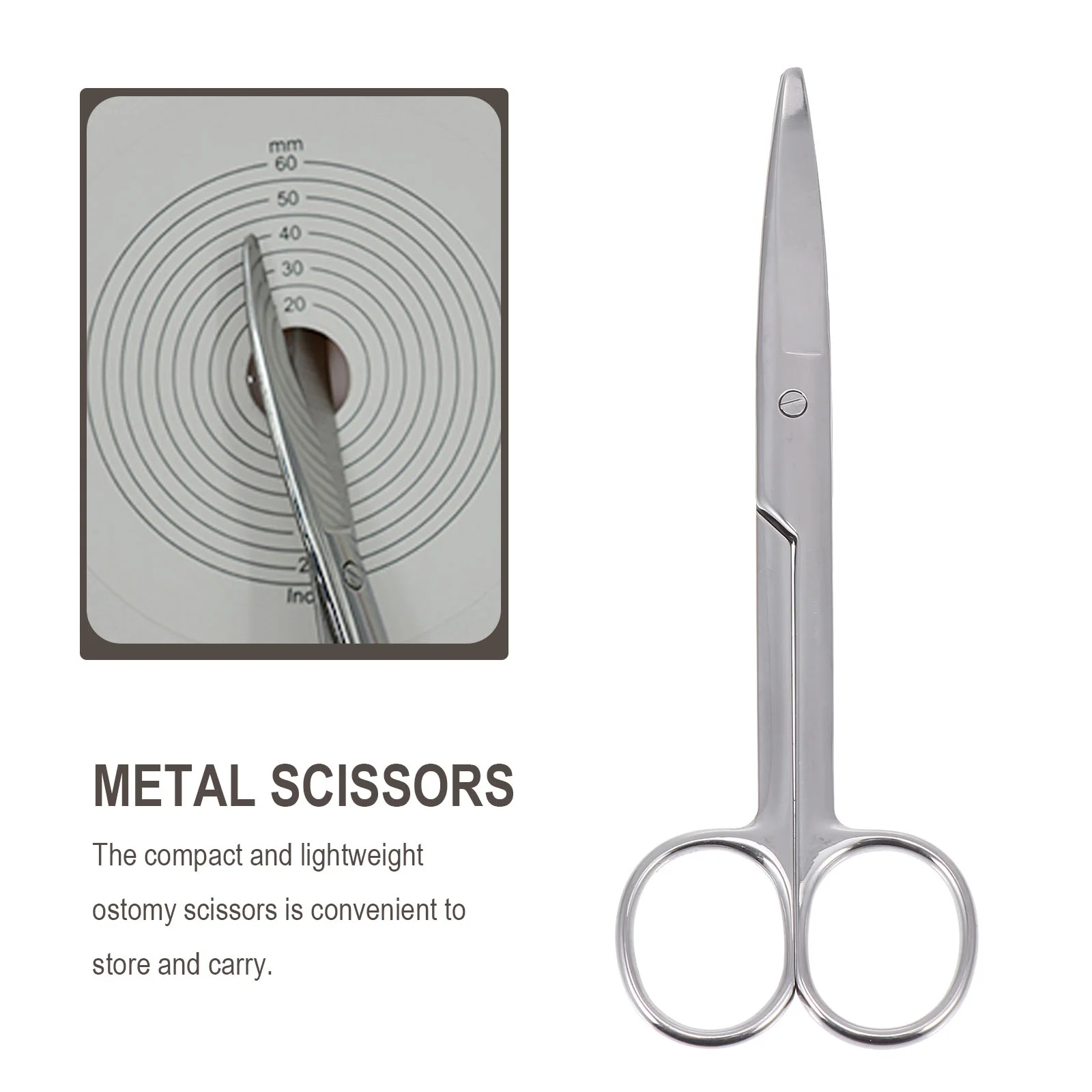 Round Stoma Scissors Practical Ostomy Supplies for Cutting Bag Hair Stainless Steel Metal Convenient